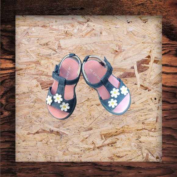 Toddler Girl Shoes Carter's Floral Light Up Sandals size 6 Blue and White - Picture 6 of 9